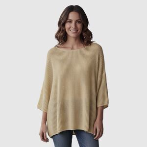 Missoni Open Knit Top Oversized Women's Dolman Sleeve Metallic Gold Treads Tan M